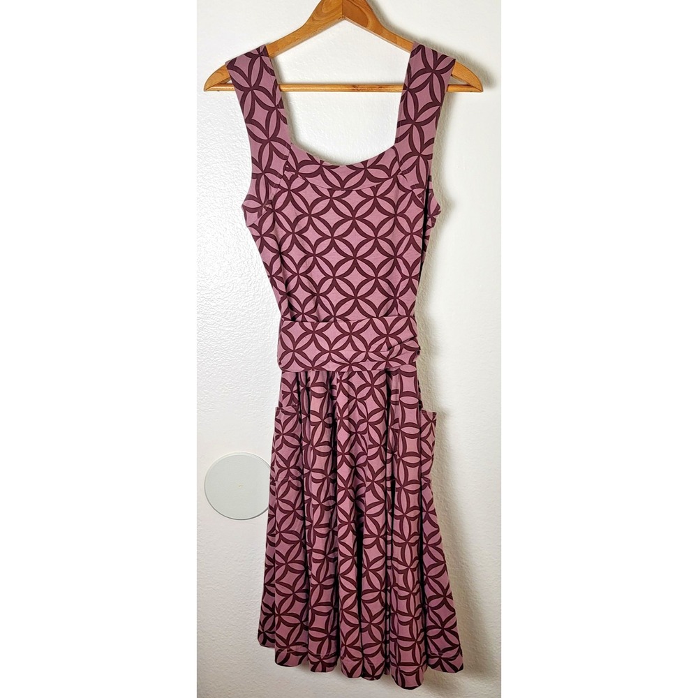 Effie's Heart 95% Pima Cotton Fit-n-Flare Swing Dress Geometric Knee-Length Sz M